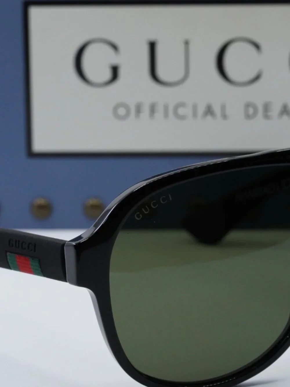 Gucci GG0009S 001 Aviator Men Sunglasses - Black / Green